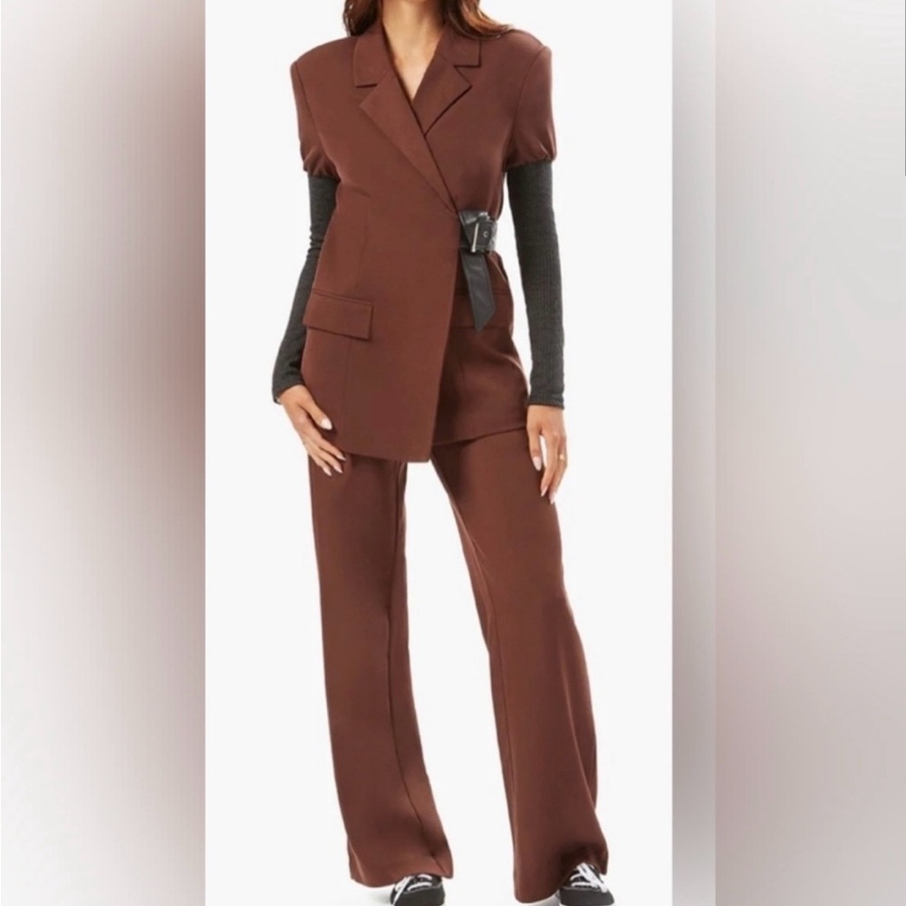 WeWoreWhat Chocolate Brown and grey waistband pants
